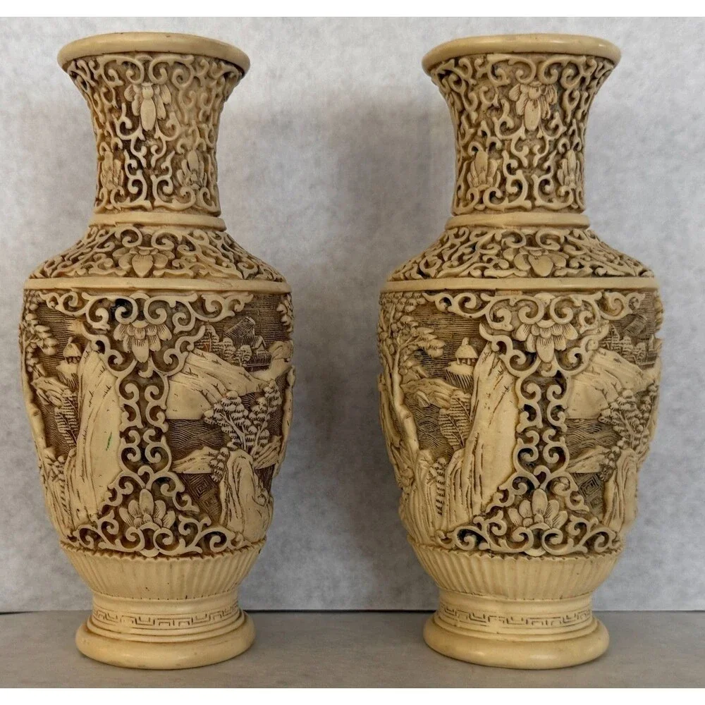 Ivory Resin Vases from Japan
